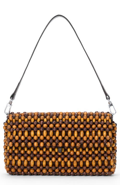 STAUD Timmy Beaded Shoulder Bag in Wood Beads at Nordstrom