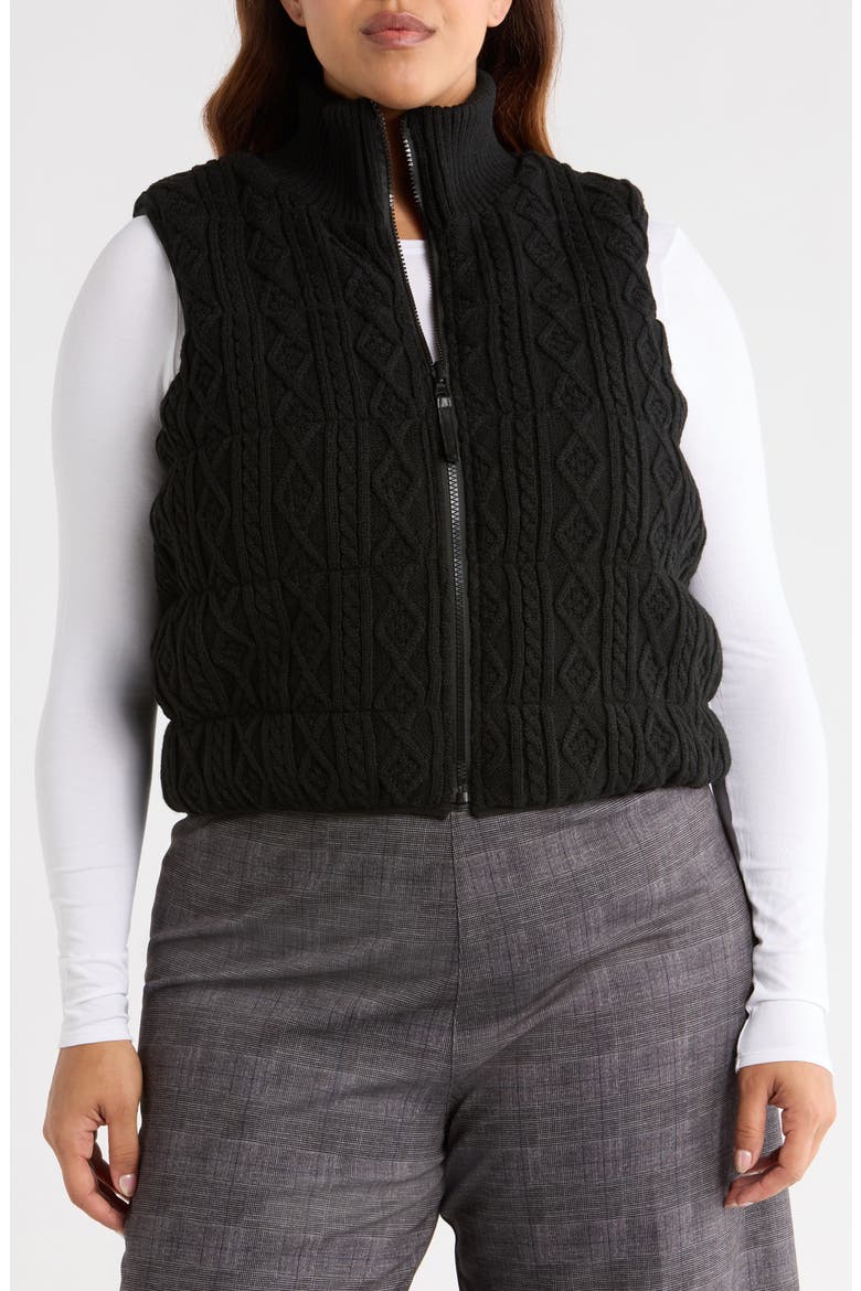 Prudence Reversible Puffer Sweater Vest, Main, color, BLACK