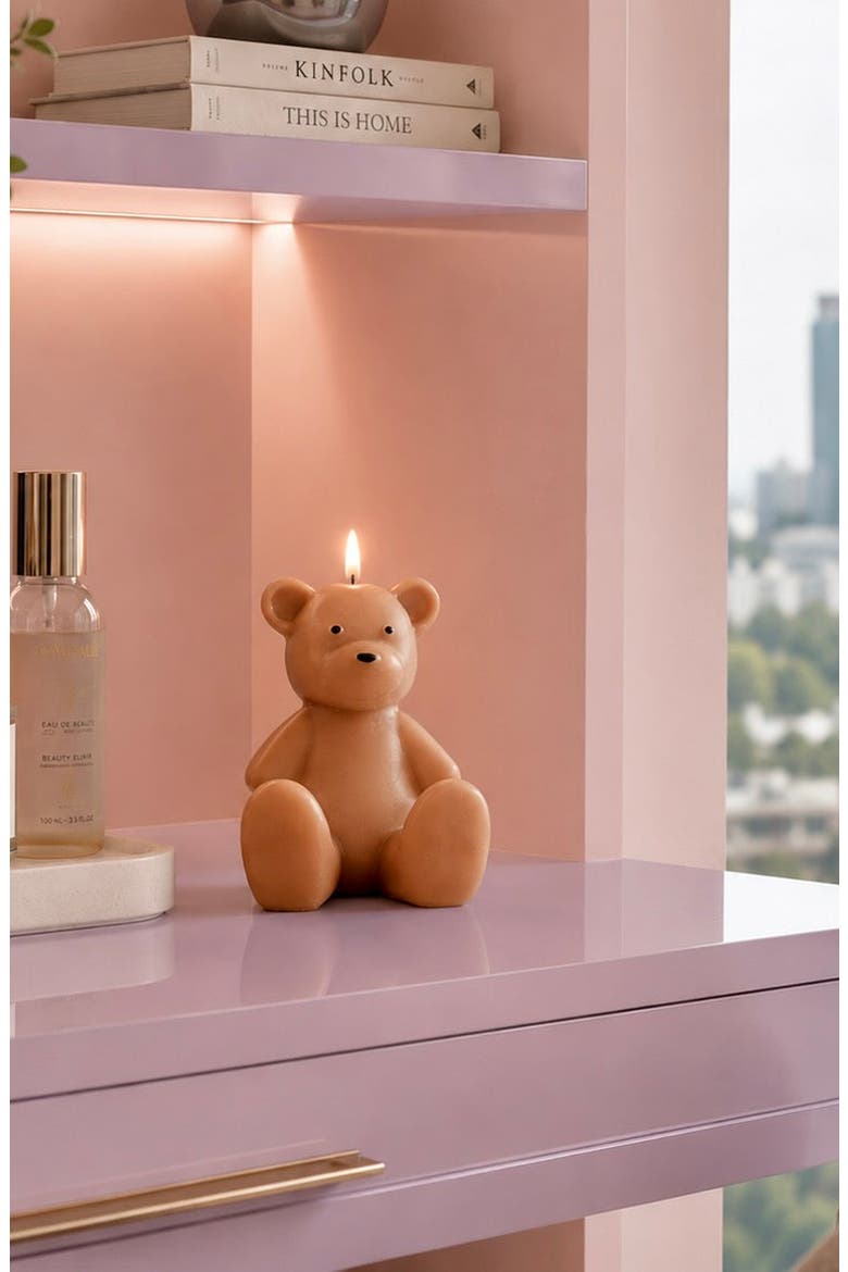 Bedford Bear Candle, Alternate, color, Cognac