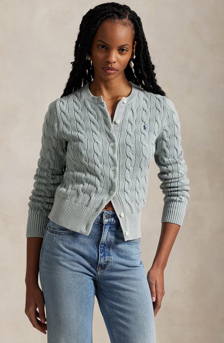 Polo Ralph Lauren Cable Cotton Cardigan, Alternate, color, 