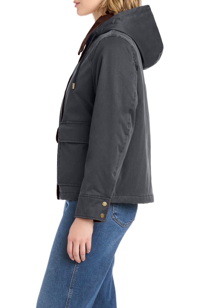Sanctuary Hooded Waxed Jacket, Alternate, color, Black