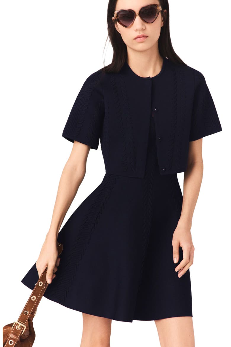 Cropped cardigan, Alternate, color, Navy