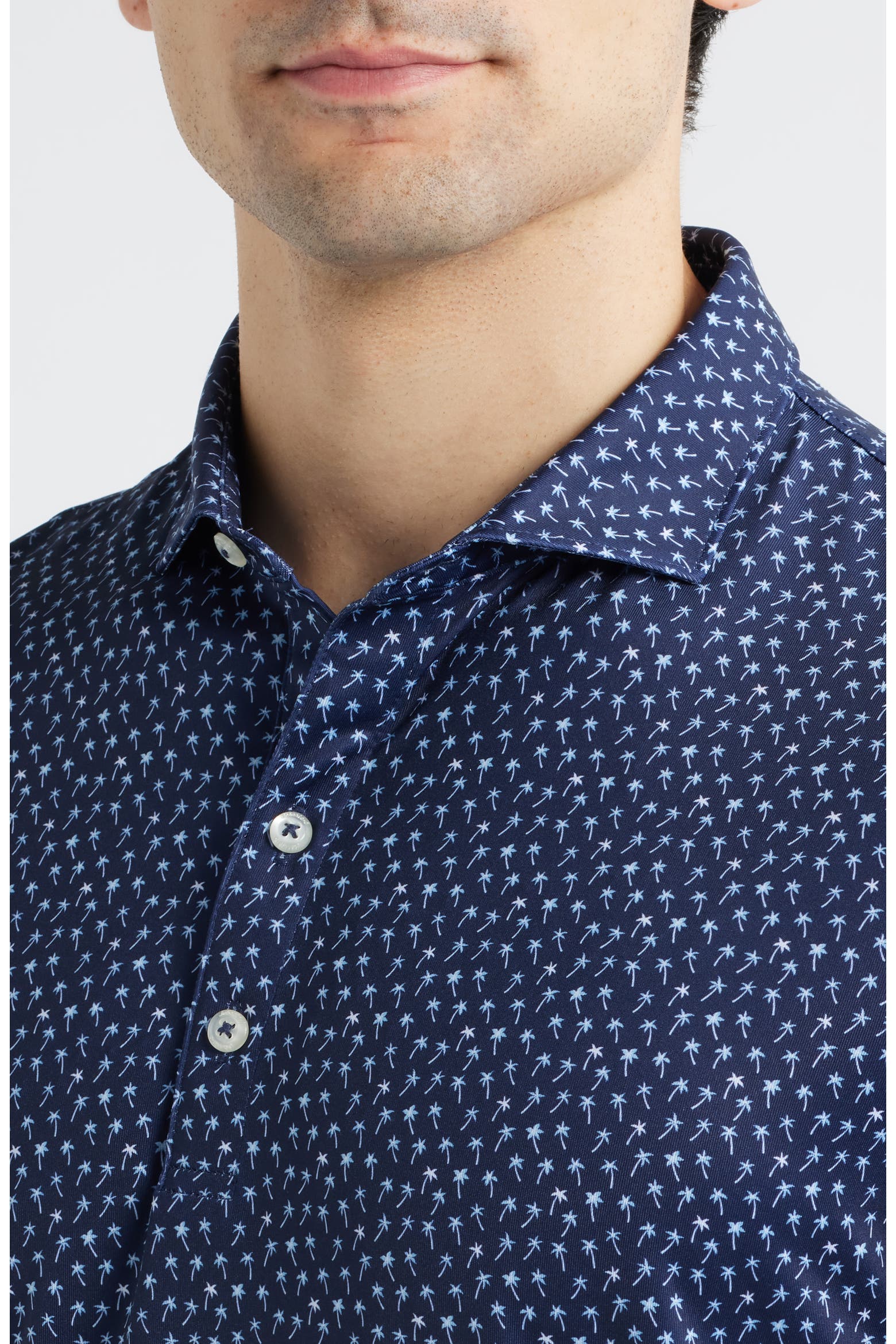 Code 1 Performance Nj johnnie-O Marina Palm Tree Print Performance Jersey Polo (Men) | Nordstrom