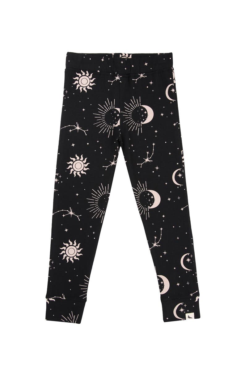 Turtledove London Kids Organic Cotton Celestial Print Leggings, Main, color, Black