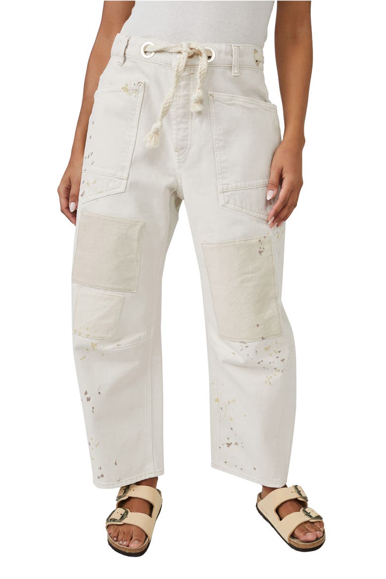 Moxie Paint Fleck Cotton Utility Pants, Main, color, WHITE