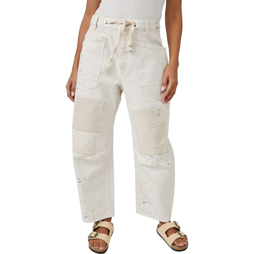 Free People Moxie Paint Fleck Cotton Utility Pants in White at Nordstrom Rack, Size 30