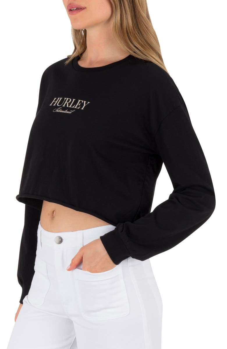 Hurley Floral Crop Graphic T-Shirt, Alternate, color, Black