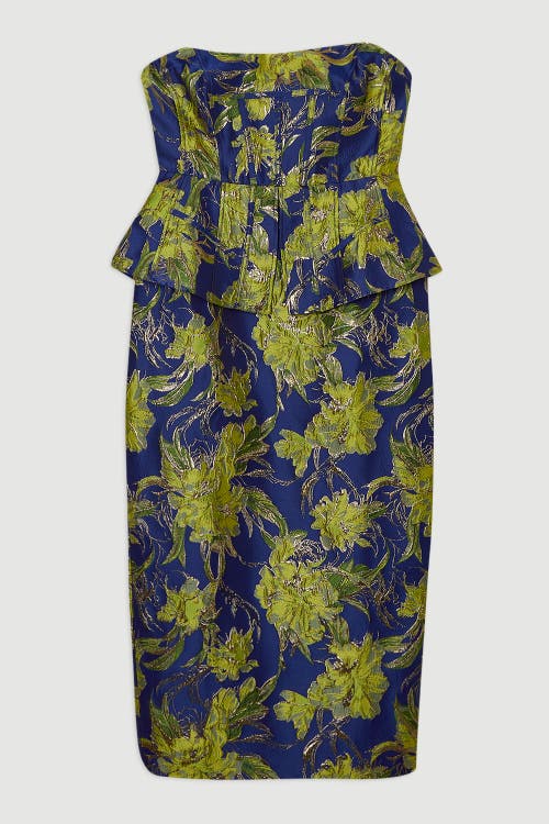 Karen Millen Petite Floral Jacquard Midi Pencil Dress In Multi
