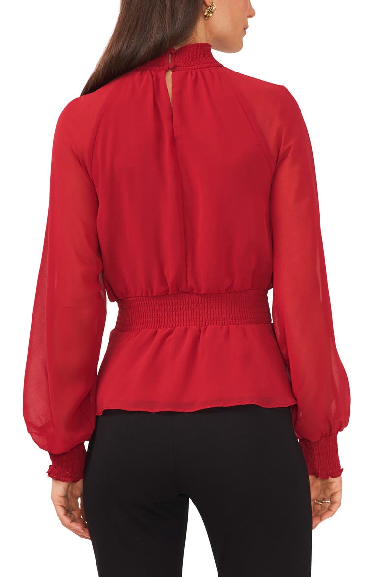 Smock Waist Peplum Chiffon Blouse, Alternate, color, VIOLET DAHLIA