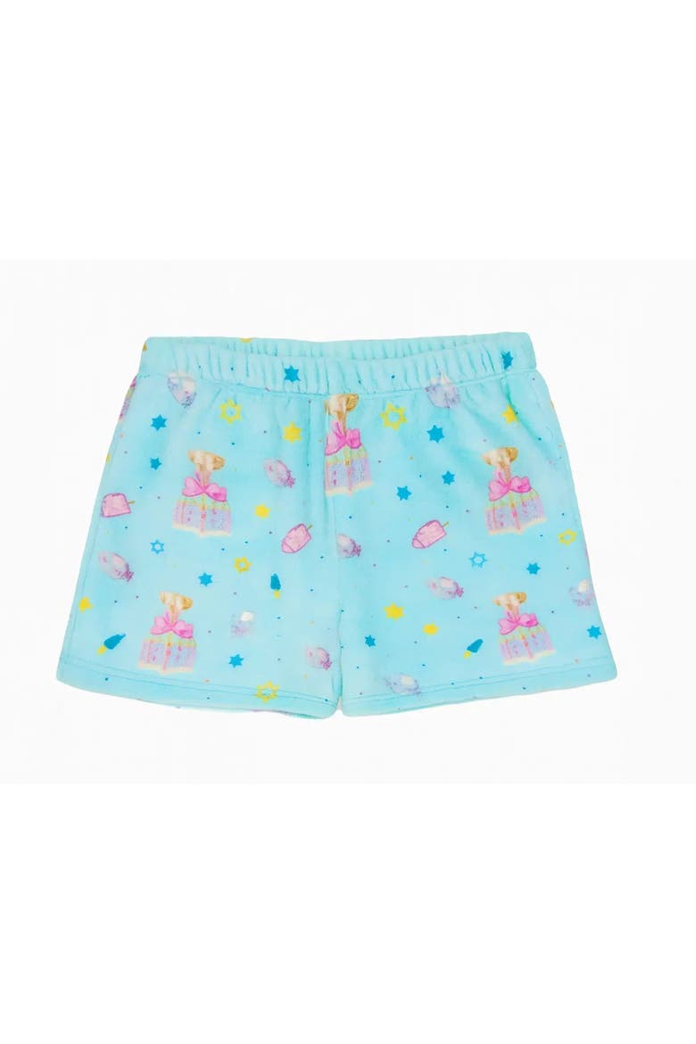 Plush Hanukkah loungewear Shorts, Main, color, Aqua