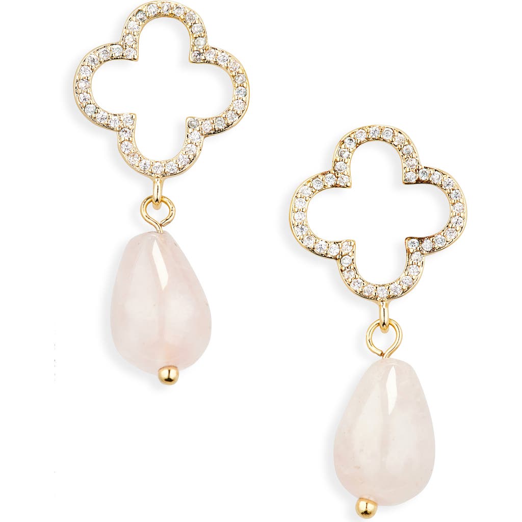 Eye Candy Los Angeles Varvara Clover Stone Drop Earrings In Gold