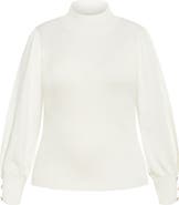 City Chic Sofia Mock Neck Rib Sweater