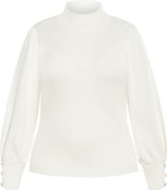 City Chic Sofia Mock Neck Rib Sweater
