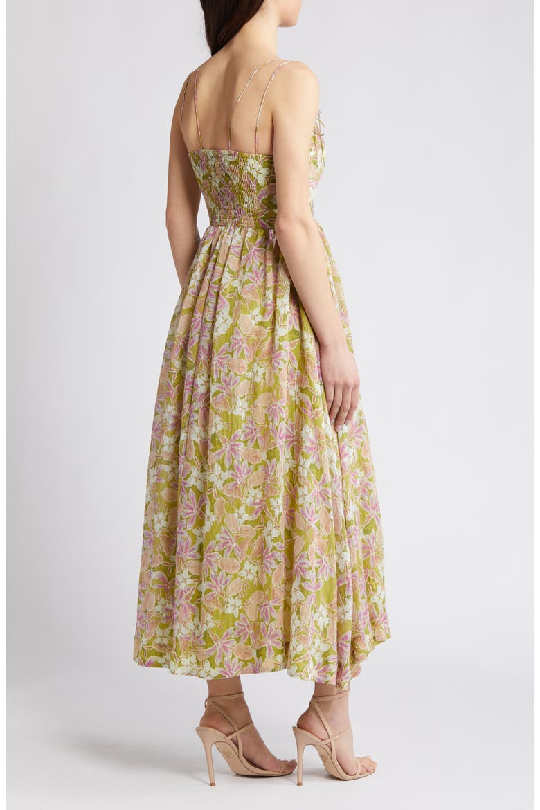 Serena Floral Midi Dress, Alternate, color, OLIVE PINK