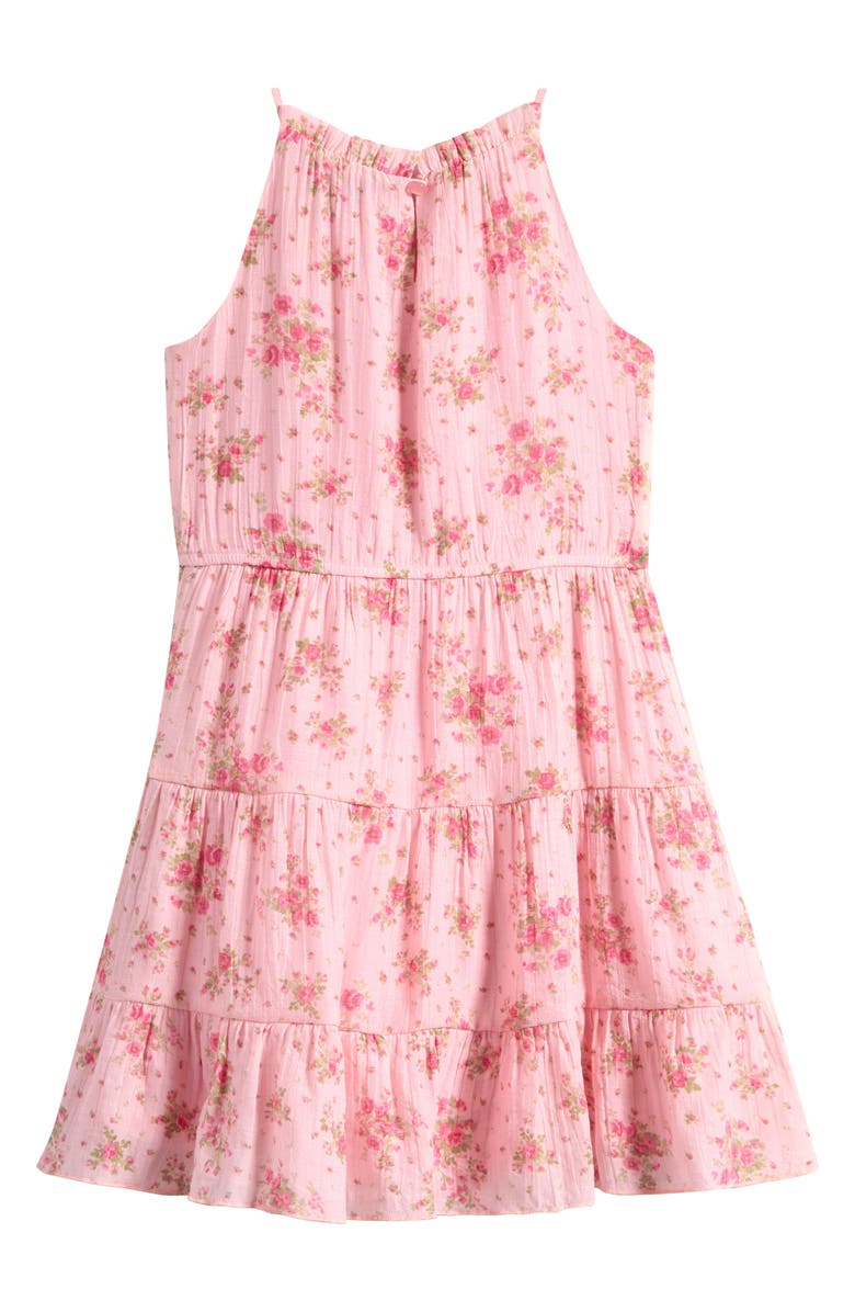 Ava & Yelly Kids' Print Tiered Dress, Alternate, color, Rose
