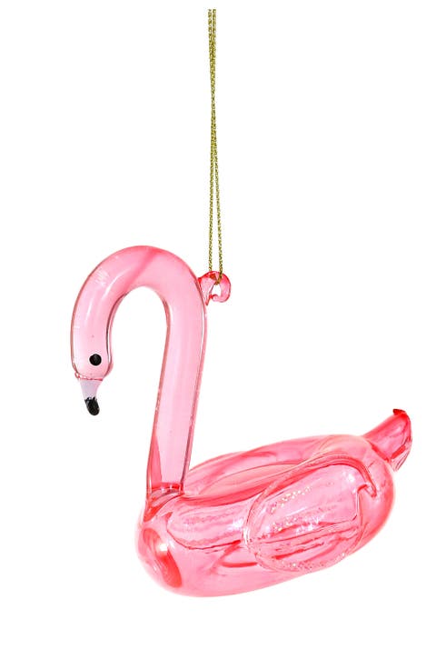 Flamingo Floaty Glass Ornament