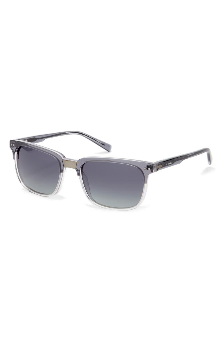 Ted Baker London 56mm Polarized Square Sunglasses, Alternate, color, Slate