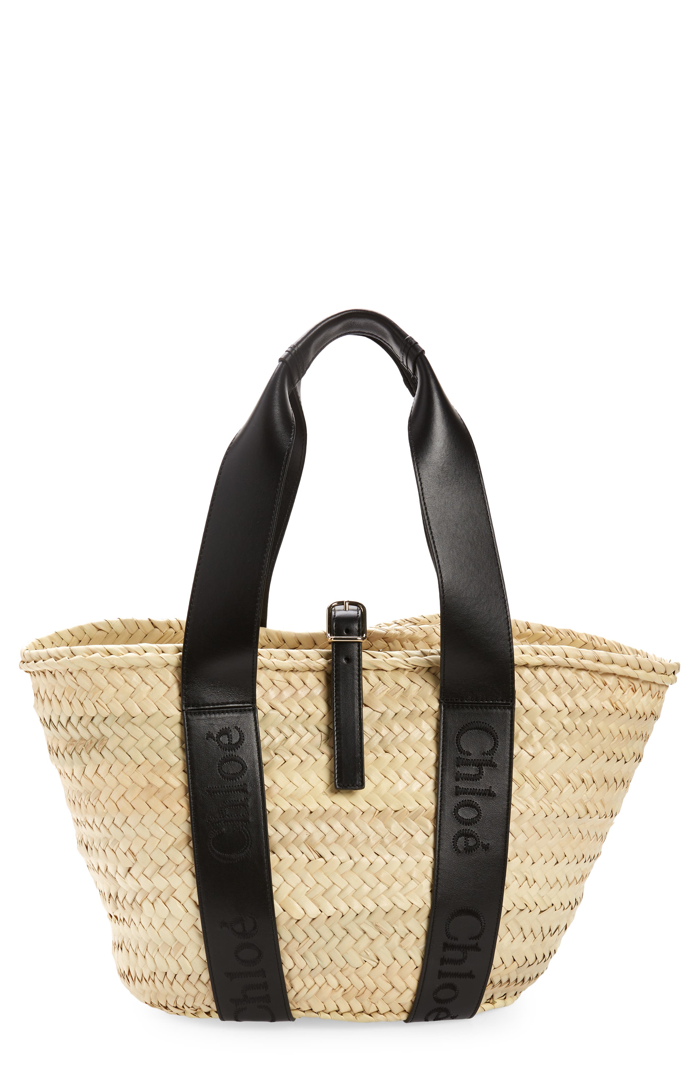 Chloé Sense Woven Palm Basket Tote, Main, color, 