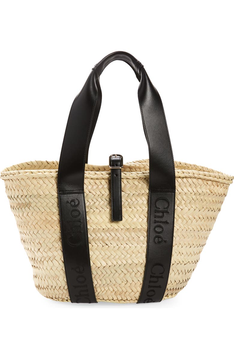 Chloé Sense Woven Palm Basket Tote, Main, color,