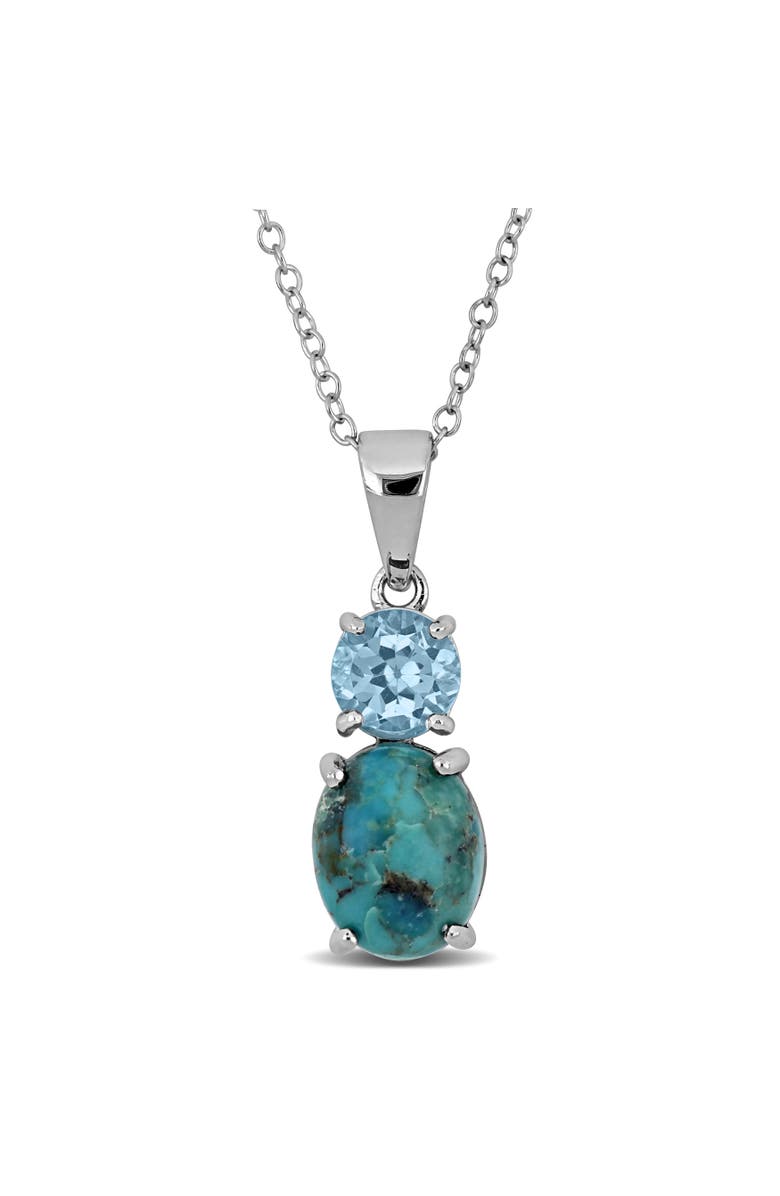 Julianna B. Turquoise & Blue Topaz Two-Stone Necklace, Main, color, 