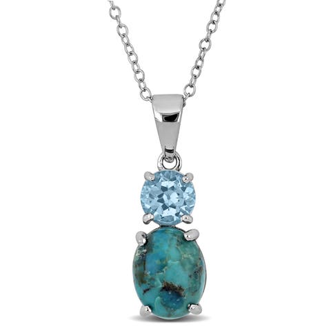 Turquoise & Blue Topaz Two-Stone Necklace