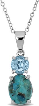 Julianna B. Turquoise & Blue Topaz Two-Stone Necklace