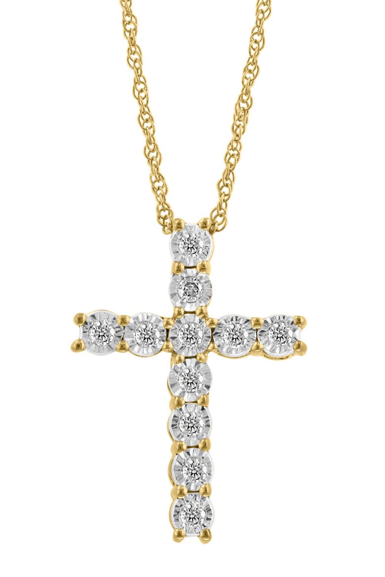 Diamond Cross Pendant Necklace, Main, color, YELLOW GOLD