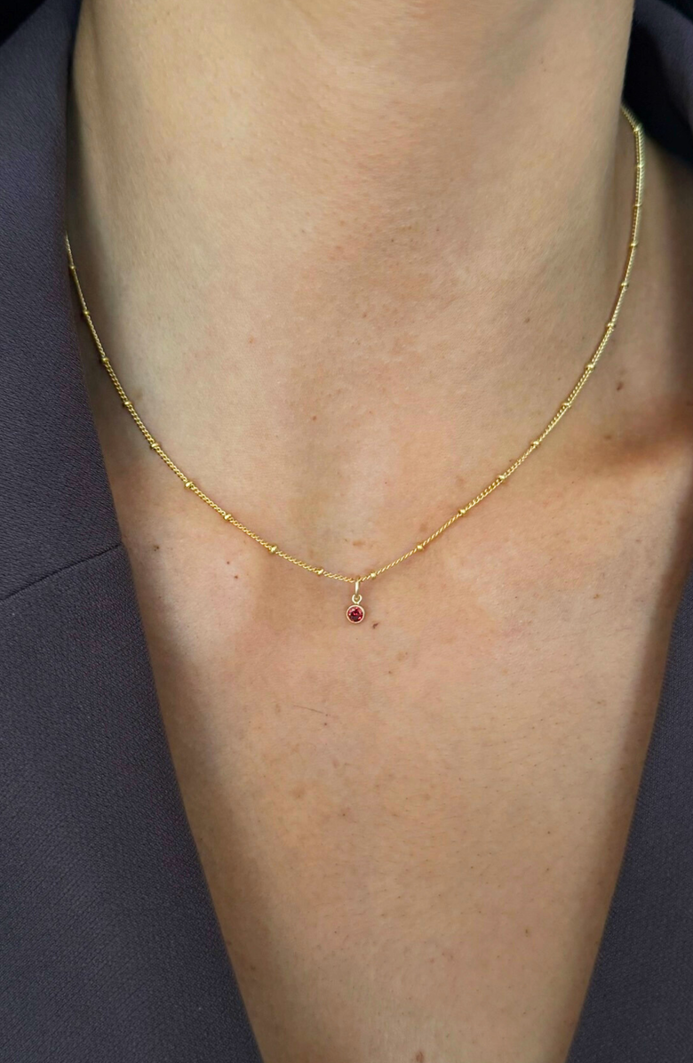 CUFFED BY NANO Birthstone 14k Gold Filled Necklace, Alternate, color, Gold February