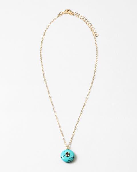 Electric Blue Turquoise with Violet Stone Necklace