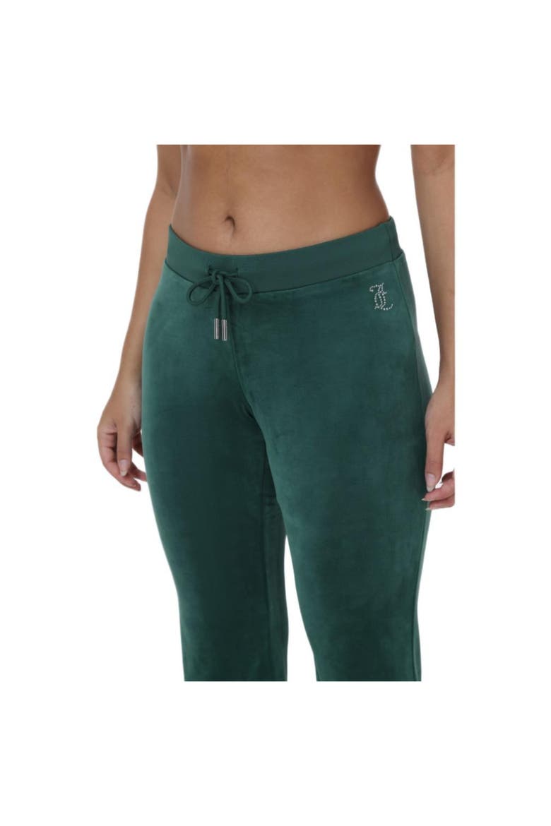 Rib Waist Velour Track Pants with Rhinestone Bling, June Bug, Alternate, color, JUNEBUG