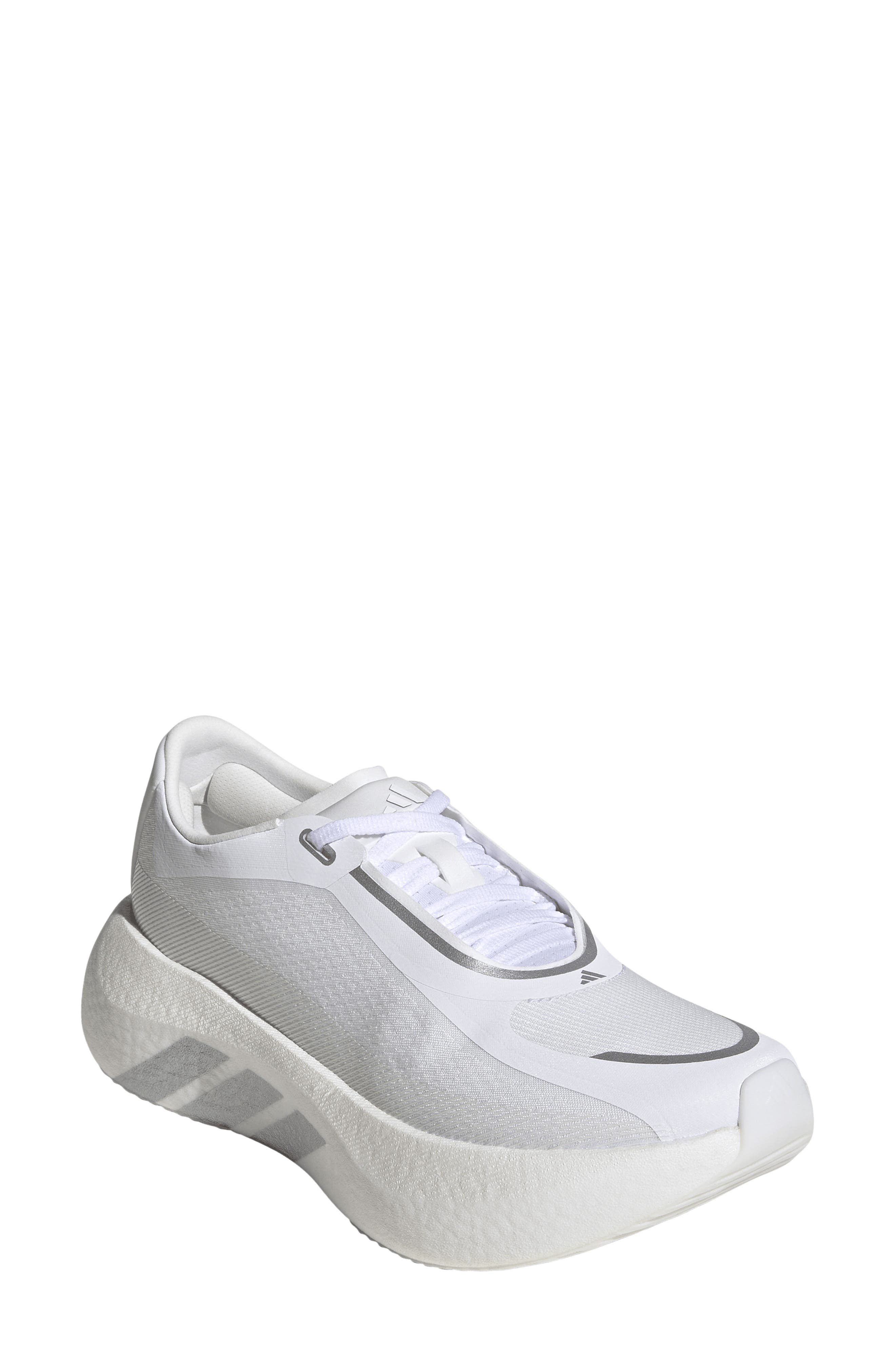 Hyperboost Edge Running Shoe, Main, color, WHITE/ SILVER MET./ ZERO MET.