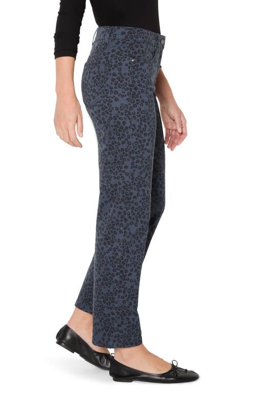 Nic + Zoe Nic+zoe Recess Leopard Print Straight Leg Ankle Jeans In Blue