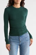 Madewell Long Sleeve Ruched Brushed Jersey Top