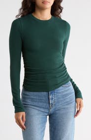 Madewell Long Sleeve Ruched Brushed Jersey Top
