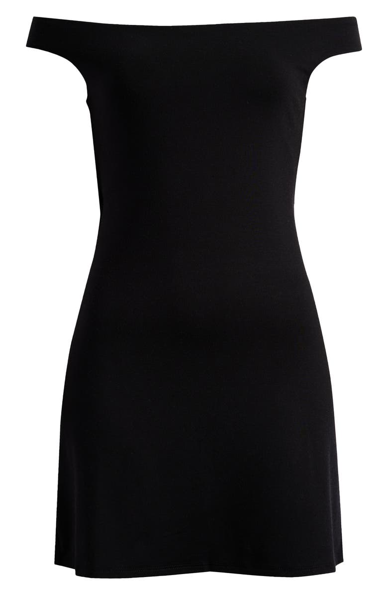 Reformation Lia Off the Shoulder Minidress, Alternate, color, Black