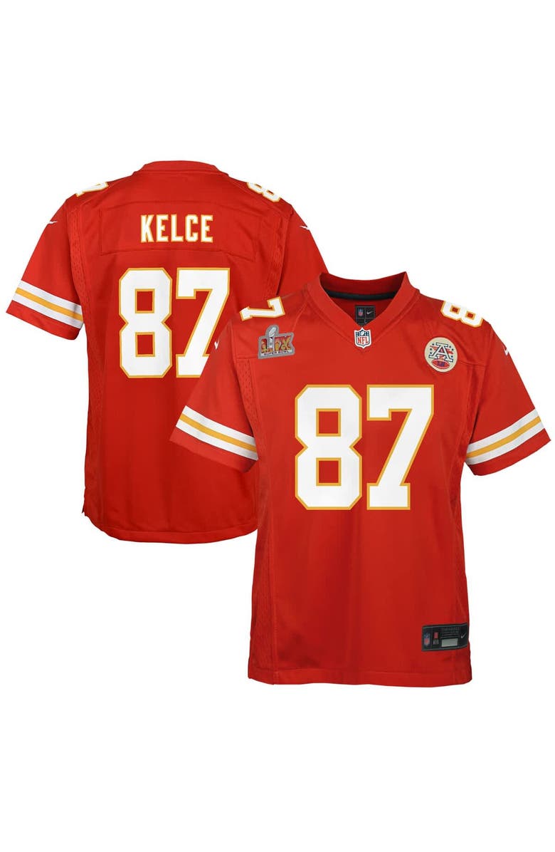 Nike Youth Nike Travis Kelce Red Kansas City Chiefs Super Bowl LIX Game Player Jersey, Main, color, 