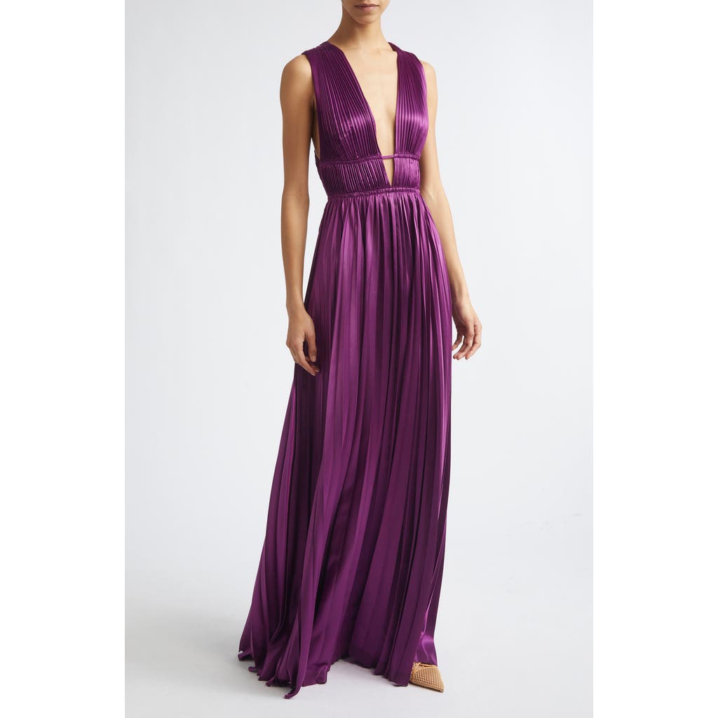 Ulla Johnson Lena Pleat Satin Gown in Amaranth at Nordstrom, Size 8