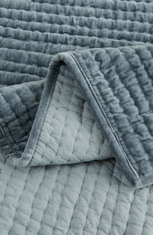 Melange Home Tamara Velour Quilt 3-piece Set In Slate Blue