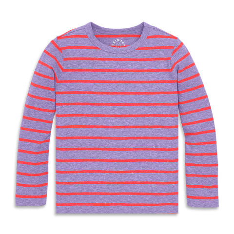 Kids Heathered Long Sleeve Stripe Tee (Toddler, Little Kid, & Big Kid)