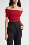 Ramy Brook Luke Foldover Off the Shoulder Rib Top
