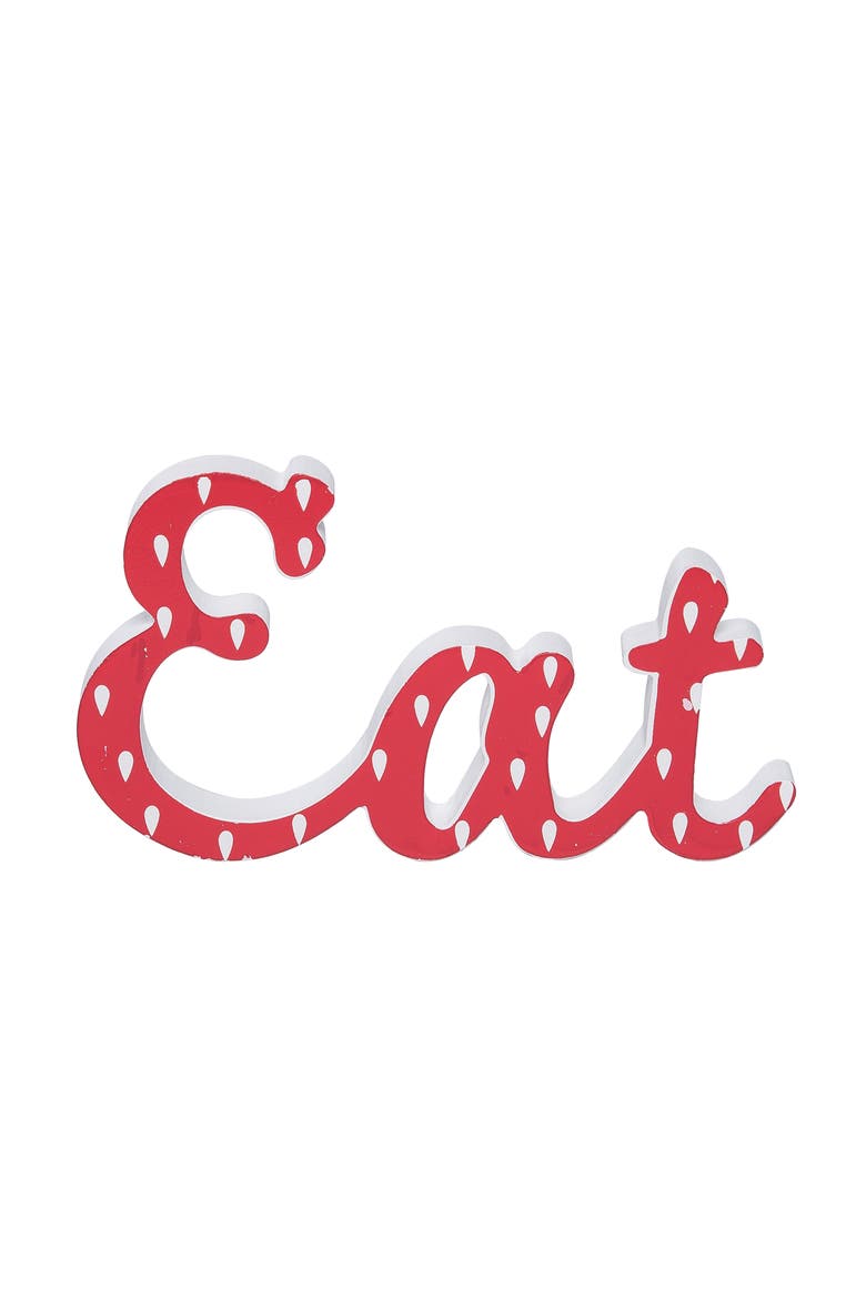 MDF Eat Sitting Decor Wall Sign Red for Spring Wall and Entryway Decor, Main, color, Red