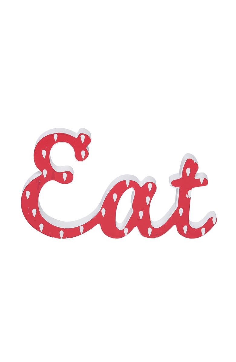 Transpac MDF Eat Sitting Decor Wall Sign Red for Spring Wall and Entryway Decor, Main, color, Red