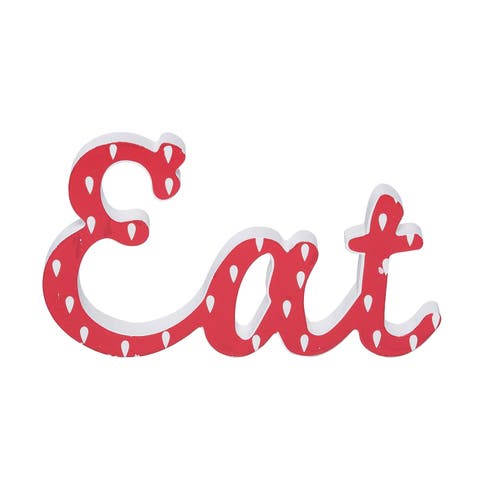 MDF Eat Sitting Decor Wall Sign Red for Spring Wall and Entryway Decor