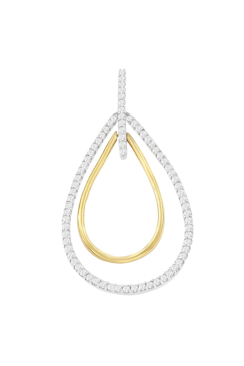 14K Two-Tone Gold Diamond Double Burst Pendant Necklace, Main, color, Yellow