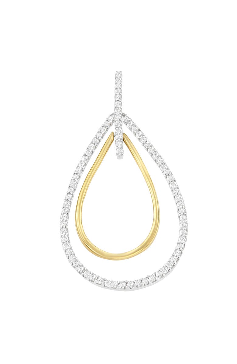 Haus of Brilliance 14K Two-Tone Gold Diamond Double Burst Pendant Necklace, Main, color, Yellow