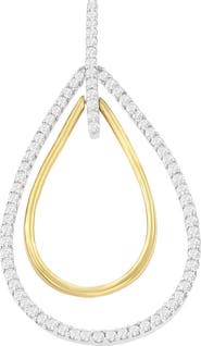 Haus of Brilliance 14K Two-Tone Gold Diamond Double Burst Pendant Necklace