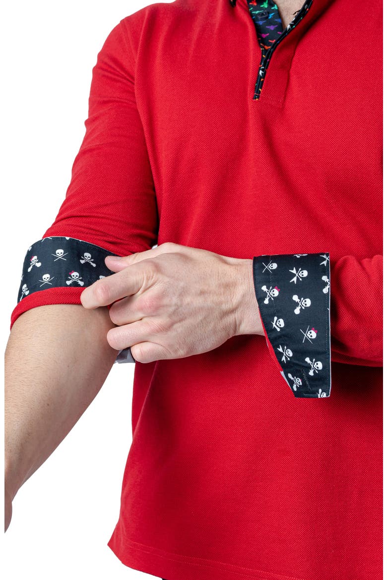 Newton Solid Head Red Long Sleeve Polo, Alternate, color, RED