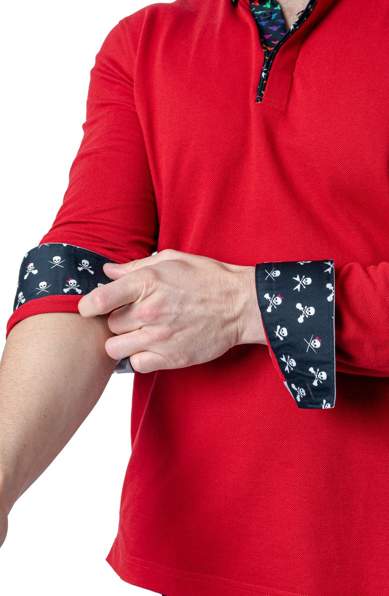 Maceoo Newton Solid Head Red Long Sleeve Polo, Alternate, color, Red