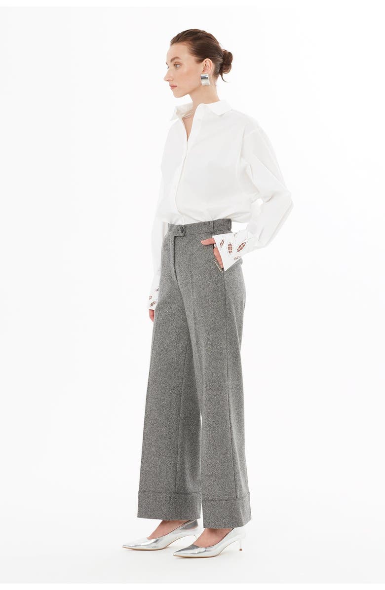 Gizia High-Waisted Straight-Leg Pants, Main, color, Grey