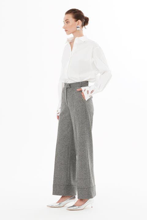 High-Waisted Straight-Leg Pants